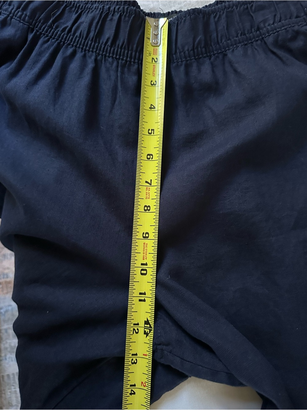 Tahari Essentials 100% Linen Navy Pull On Cropped Wide Leg Pants Women’s L - Picture 10 of 11
